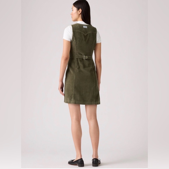 LEVI'S WOMEN'S VIANNA SLEEVELESS BUTTON-DOWN CORDUROY GREEN DRESS - SIZE S - NWT - Picture 3 of 8
